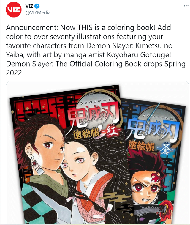 Kimetsu no Yaiba sẽ phát hành sách Coloring Book vào năm sau