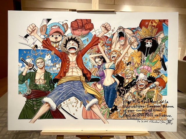 Tác giả Eiichiro Oda vẽ tặng tổng thống Pháp bức tranh về One Piece